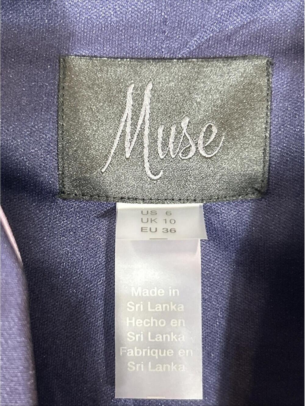 $109 Muse Floral Collarless Open-Front Jacket Women's 6 Navy, Lilac/Blue - Picture 3 of 6